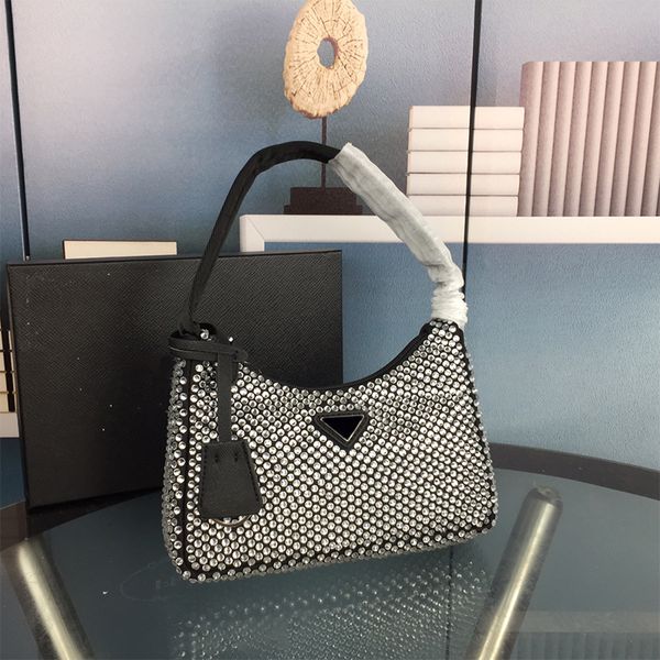 Bolso de hombro de diseñador de bolsos a la moda para mujer, bolso de lujo con diamantes Flash, bolsos para axilas para mujer