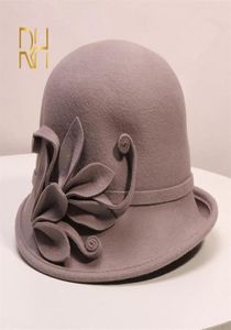 Femme en feutre chapeaux automne et hiver fête Fedora chapeau Angleterre Lady Fashion Flower Clochen Cap de laine irrégulier RH3047956