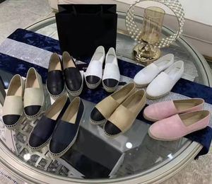 Vrouw Flats Canvas Schoenen Leer Luxe Cap Loafers Toe Quilting Pure Hand Naaien Luxe Top Quilty Espadrilles