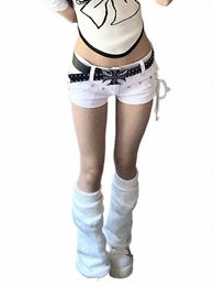 Femme Goth Y2K Low Rise Shorts 2000s Jean Shorts Fi Denim Grunge Sexy Hot Pants Gyaru Coquette Goblin Core coréen Harajuku L0Ao #
