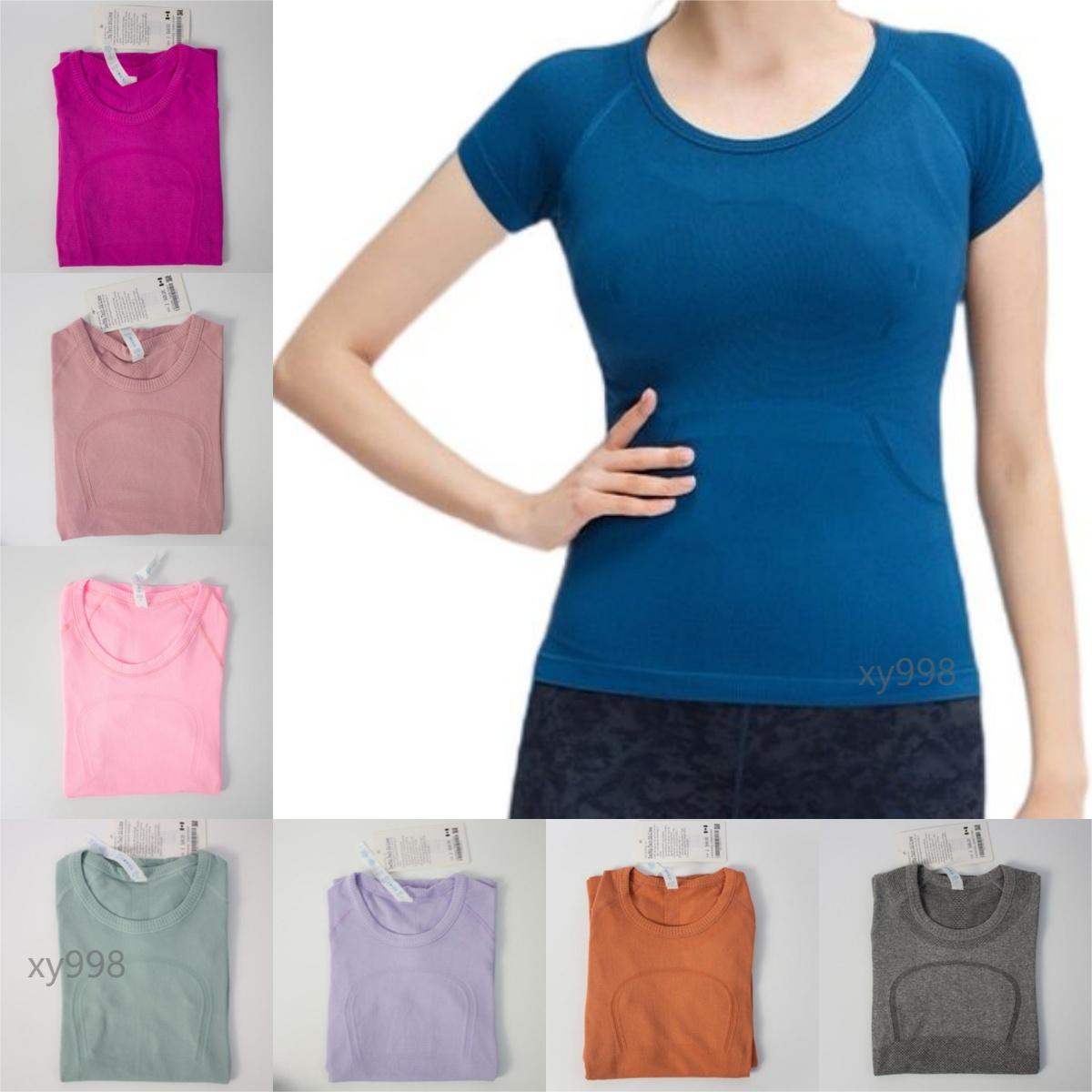 Женская рубашка для йоги в тренажерном зале, футболка с короткими рукавами, высокая эластичная дышащая беговая футболка, быстросохнущая бесшовная спортивная одежда для велоспорта, одежда для фитнеса, рубашки для бега
