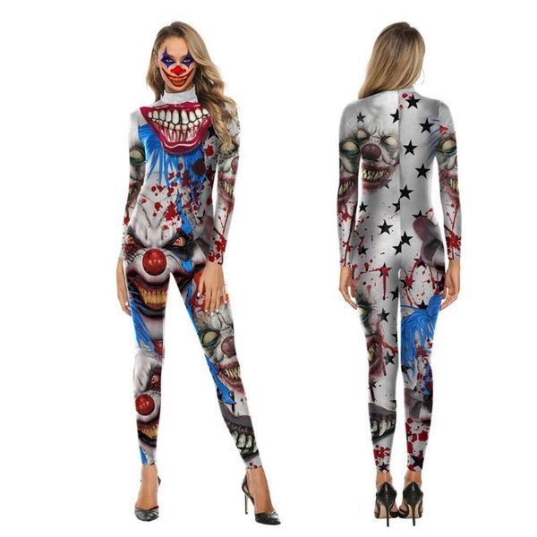 Disfraz de Halloween para mujer, mono estampado de payaso asesino, Cosplay, celebración de carnaval, calle nocturna, ropa de mujer, Joker