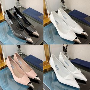 Mujer Tacones Zapatos de vestir Sandalias Bailarina Diseñador de moda Metal Cuero Banquete de boda Señoras Stilettos Triángulo Sandalias Tamaño 35-42