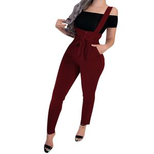 Vrouw Hoge Taille Solid Sport Broek Mode Trend Bandage Jarretel Slanke Joggers Designer Autumn Casual Sling met riembroek voor dames