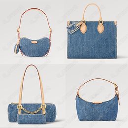 Mujer HILLS CROISSANT Bolsos de lona de mezclilla Bolsos de hombro Bolso de axila Bolso bandolera de diseñador Lady Small Totes