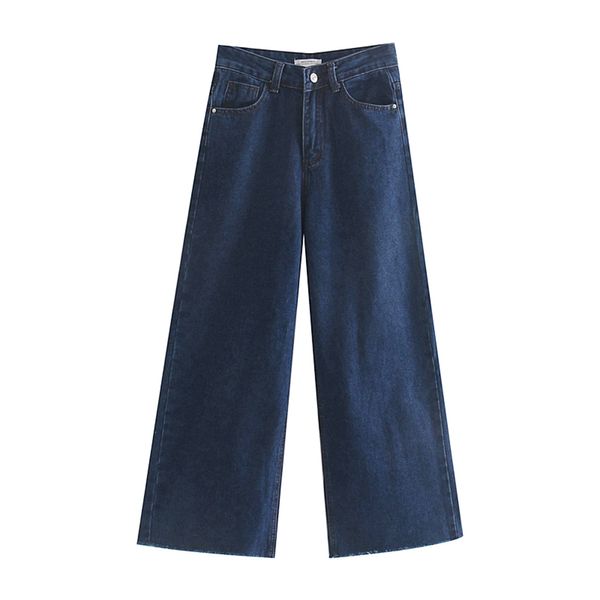 Mujer Jeans ropa de cintura alta ropa de mezclilla azul marino Streetwear Vintage calidad moda Harajuku pantalones rectos 210520