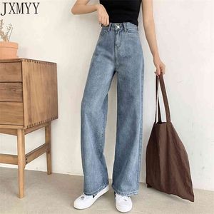 Vrouw jeans hoge taille kleding wijd been denim kleding streetwear vintage kwaliteit mode Harajuku los rechte broek 210412