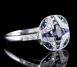 Vrouw sieraden trouwringen voor koppels 925 sterling zilveren saffier retro diamantringen gevulde damesbetrokkenheid 2788209