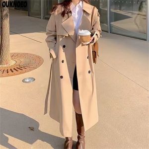 Vrouw lange trench jas mode Koreaanse streetwear stijl losse mantelclaak casual elegante dunne lente dames s windbreaker 220819
