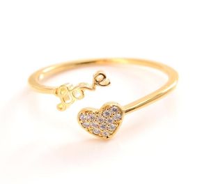 Anillos de amor para mujer, anillo de pedrería GF de oro macizo fino de 24 k CT, anillo de apertura de tamaño ajustable, joyería bonita en forma de corazón 7477832