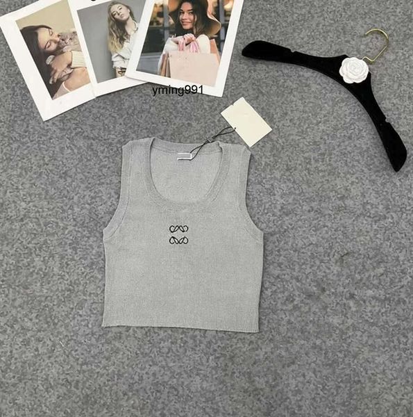 Femme lowewe lowe Loewees Tops loewe top crop Tee Womens anagram TShirt Sport tank Tank designer T-shirts tricotés Femmes Gilet Knits Yoga Tees Vert taille L High qua RHRK