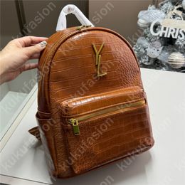 Femme Luxury Backpack Crocodile Imprimer en cuir de créateur en cuir schoolbag Gold Buckle Mens Bookbag Back Back Packs Casual Liber Bag