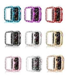 Boîtier de montre intelligente en diamant à deux rangées de luxe pour femme pour Apple Watch 1 2 3 4 5 PC Armor Cover pour iwatch 38 mm 40 mm 42 mm 44 mm Écran Prote3253333