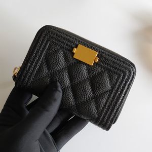 Femme portefeuille de luxe Carte de crédit à la bouche de vache caviar sac caviar, porte-carte en cuir véritable mode petite fermeture à glissière courte courte