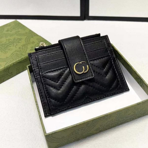 Mujer para hombre billetera corta billeteras de diseñador monedero monederos mini tarjetero Wave Black Gold Letter Real Leather 5A