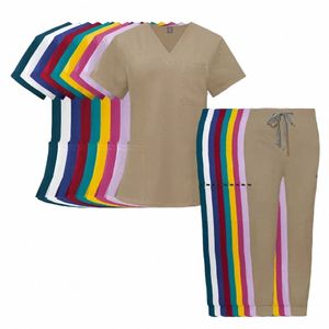 Femme Infirmière Uniforme Hôpital Médecin Sweat-shirt médical Pantalon d'allaitement Unisexe Atelier Uniformes Beauté SPA Vêtements de travail X51J #