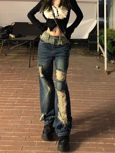 Femme vieux argent Cottage Core jean tendance Coquette Denim esthétique pantalon mode japonaise Baddie Kpop unisexe Hip-hop 240102