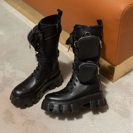 Vrouw platformschoenen winter Martin laarzen mode casual leren laarzen met ritssluiting aan de zijkant