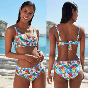 Femme grande taille maillots de bain taille haute S-2XL Bikini grandes femmes maillots de bain Floral Vintage femme Sexy baigneur maillots de bain 210722