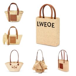 Vrouw Raffia mand Straw anagram Schoudertas Fold Shopper a5 tote handtas mannen Designer tas luxe emmer pochette zomer geweven reizen Cross body clutch Strandtassen