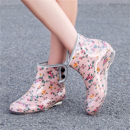 Femme botte de pluie femmes imprimer gelée compensée bottines femmes imperméable haut chaussure dames chaussures femme mode chaussures 220330