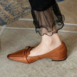 Vrouw retro simpel voor lente schapenvachtschoenen Franse stijl dames flats glippen op gespeld dagelijkse schoenen maat 42 240106
