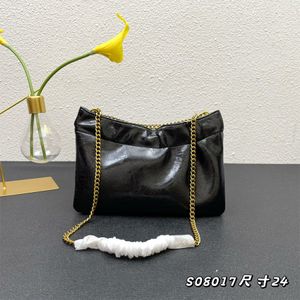 Vrouw kettingontwerper tas lederen mode tassen vouwen sense large capaciteit metaal crossbody schoudertassen klassieke portemonnee axillaire handtas 24cm pochette