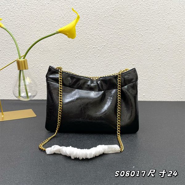 Sac de créateur de chaîne pour femme Sacs fourre-tout à la mode en cuir Pli sens grande capacité en métal Sacs à bandoulière à bandoulière Sac à main classique Sac à main axillaire 24CM Pochette