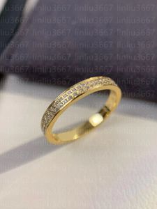 Anneau de créateur mince en or de femme aime les diamants complets ou 8 diamants anneau de qualité V-Gold 18k anneaux plaqués or classiques premium pour fille bijourie cadeau avec boîte
