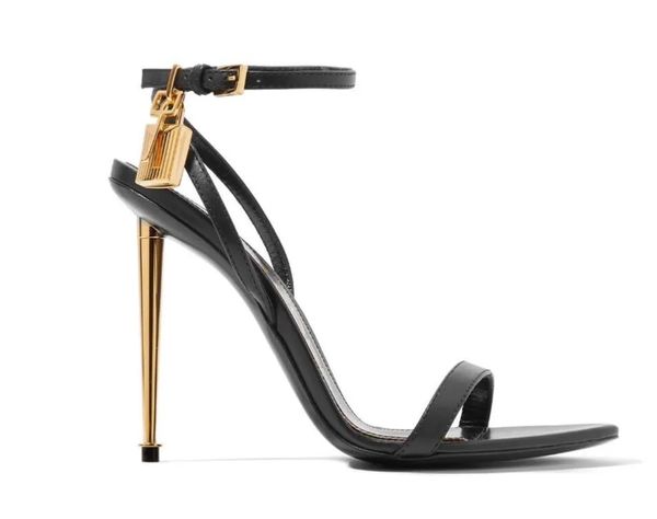 Femme Sandale reine POP Talons tom-SANDALS sandales cadenas Marque de luxe à talons hauts nu sandale or nappa noir cuir véritable top designer pompe