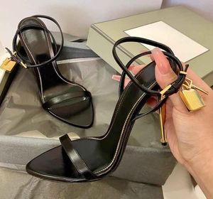 Vrouw sandaal koningin hiel hangslot sandalen met hoge hakken luxe designer hoge hakken naakte pumps nappa echte lederen topmerken pomp