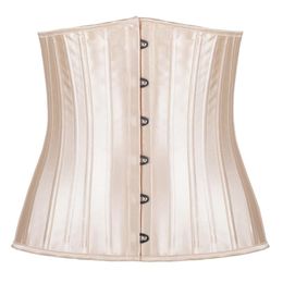 Femme Satin à lacets taille Cincher Corselet corps Shaper Sexy 24 os en acier taille contrôle sous le buste Corsets Bustiers221V