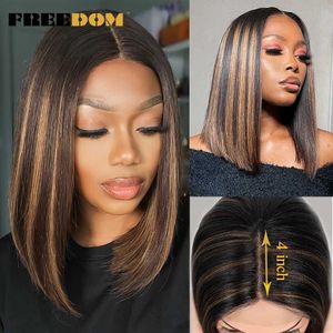 Woman Short Bob Synthetic Lace Wig Straight Blue Pink Ginger Blonde Lace Wigs For Black Women Middle Part Cosplay Wig 230524