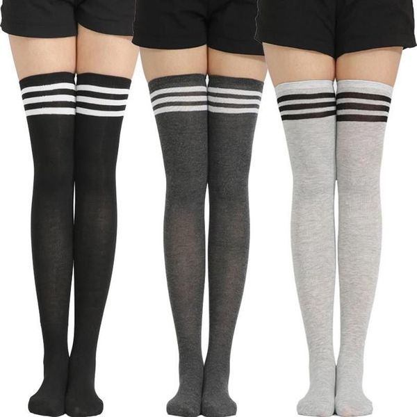 Femme chaussettes longues rayé bas Sexy femmes cuisse haute chaussettes pour dames filles genou haute femmes nouvelle Fashion214c