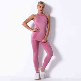 Vrouw sport pak yoga tank top absorptie running vest atletische top + fitness leggings vrouwen gym pantalonen deportiva mujer 210514