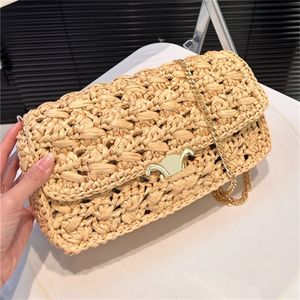 Vrouw Straw -kettingzakken Crossbody Designer Bag Luxe Haak Beachtassen Kleine telefoon Turn Top 2024