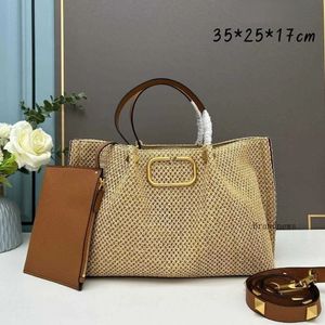 Sacs à bandoulière en paille pour femme, sacs à main et sacs à main en raphia naturel et cuir véritable, seau de styliste Hobos, fourre-tout de plage, voyage Shopping, sacs de grande capacité 240227