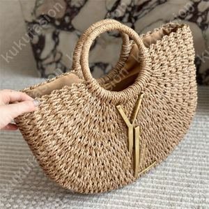 Vrouw Straw Tote Tassen Luxe strandzakken Mens Hobos Handtassen Grote letters Goud Buckle Zomertortels Designer Lady Fashion Toes Bag