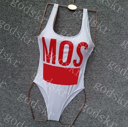 Femme maillots de bain grande lettre imprimé Bikini une pièce maillot de bain dos nu maillots de bain femmes vêtements taille S-XL