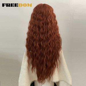 Femme synthétique dentelle perruque longue profonde ondulée Blonde gingembre dentelle perruques pour les femmes noires résistant à la chaleur Cosplay perruques 230524