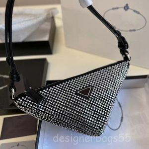 Vrouw Tote Bag Designer Mini Handtassen Luxe Crystal Triangle Portes Porties Hoge kwaliteit Nieuwe Diamond Classic Toes Silk and Satin Bling Bling Bags