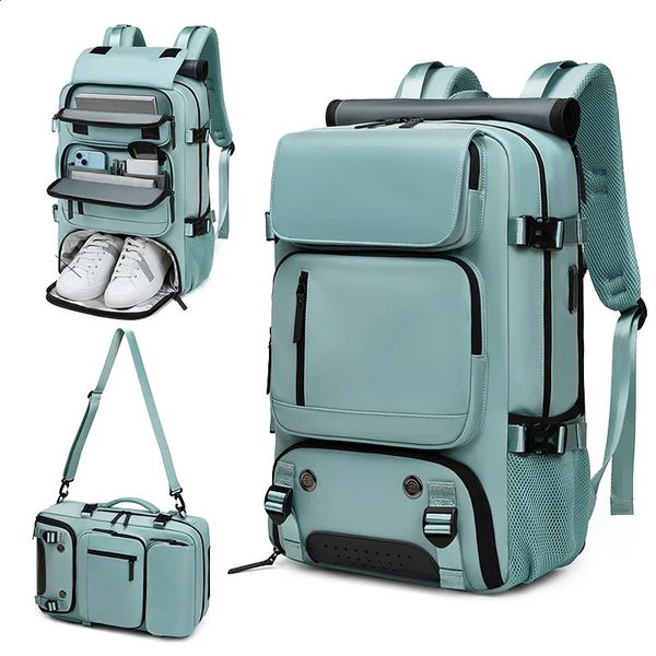 Sac à dos de voyage pour femme, étanche, pour ordinateur portable de 16 pouces, avec sac à chaussures, port de chargement USB caché, sac à dos de camping de randonnée 240130