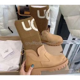 Femme ugglys bos neige bos épais semets élastiques à tricot élastique coutures chaudes plate-forme bos uggslippers tasman tazz uggliss pantoufles femmes tasman uggskid 508