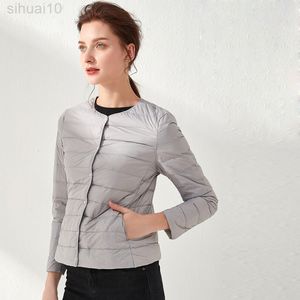 Mujer Chaqueta ultraligera Parka portátil Tela mate Casual 90% Abrigo de plumón de pato Parka cálida Chaqueta ligera Buena calidad L220730