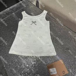 Femme Vest Yoga Tees Lettre en strass narbout en tops tricotés toppué avec bow Lady Sport Tops Singlet