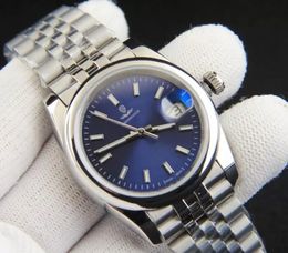 Vrouw kijk roestvrijstalen jubileumband 126000 automatische mechanische beweging blauw gezicht waterdicht horloge saffierglas horloges 36 mm