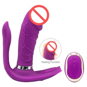 Vrouw draagbare vibrator verwarmde vibrator vlinder slipje krachtige vibrator clitoris anale plug dildo seksspeeltjes