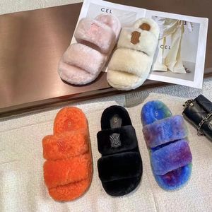 Instapper Luxe schoen Dames teddy fuzzy Flop Flip Designer tazz Slipper pluche luipaardprint thuis slide beer pluizig Winterpantoffels Platte hak harige sandaal indoor schoenen