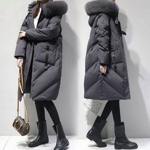 Femme hiver grande taille épaisse noire épaisse longue capuche graisse col de fourrure artificielle doudoune nouveau 201030