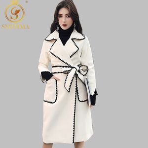 Vrouw wollen jas hoge kwaliteit winterjas vrouwen slanke wollen lange kasjmier jassen vest jassen elegante blend 210520